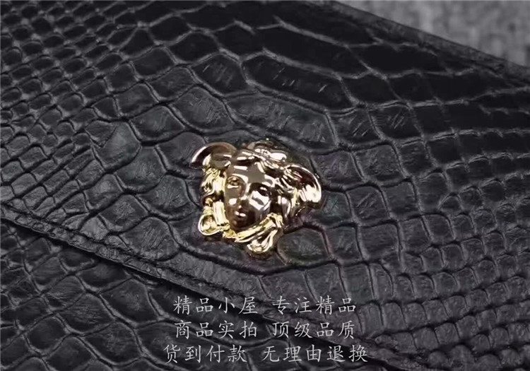 2017专柜新款顶级高仿versace大手包 高仿奢侈品 4009# 黑色蟒蛇纹全皮大手包高仿包包