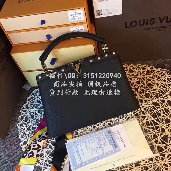 顶级高仿LV手提包 高仿奢侈品 M54419 黑色CapucinesBB手袋高仿包包