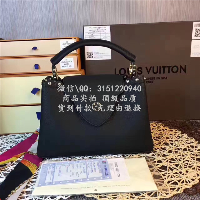 顶级高仿LV手提包 高仿奢侈品 M54419 黑色CapucinesBB手袋高仿包包