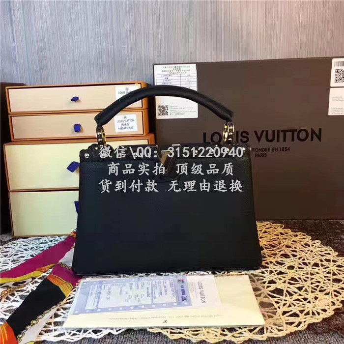 顶级高仿LV手提包 高仿奢侈品 M54419 黑色CapucinesBB手袋高仿包包