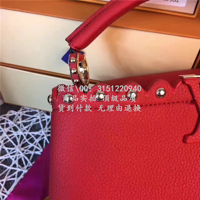 顶级高仿LV手提包 高仿奢侈品 M54419 大红色CapucinesBB手袋高仿包包
