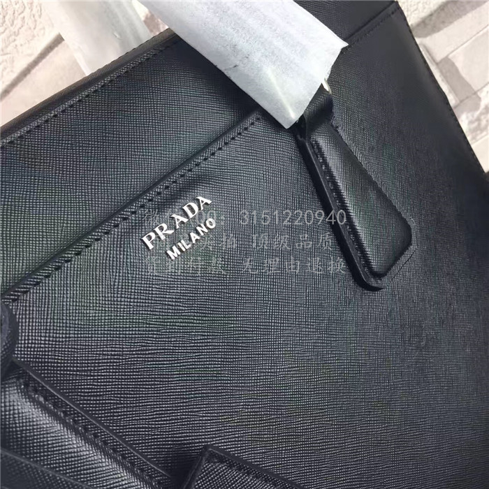 高仿prada普拉达手提包 高仿奢侈品 2VE363_2F 黑色十字纹公文包高仿包包