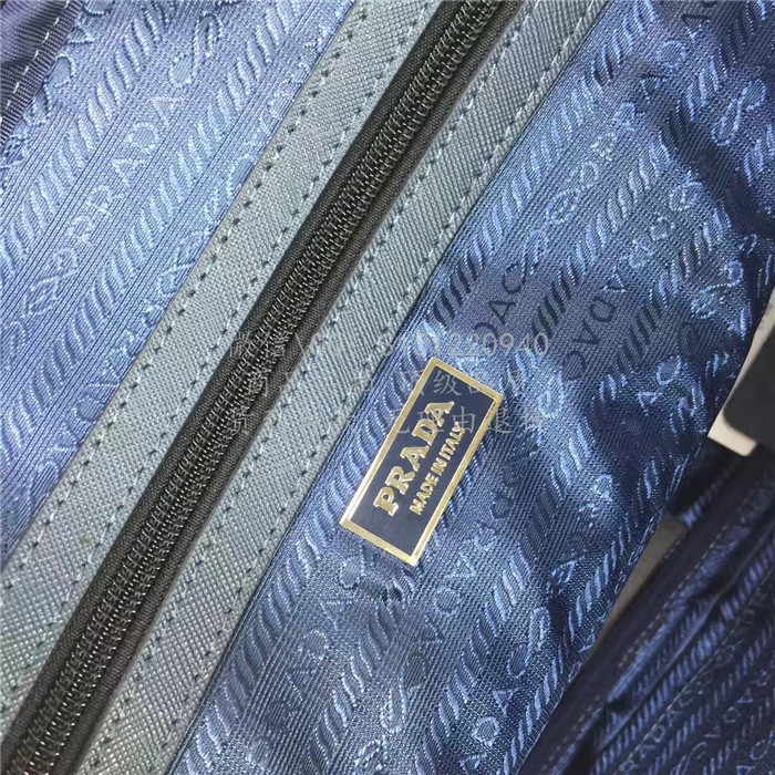 高仿prada普拉达手提包 高仿奢侈品 2VE368 蓝色十字纹公文包高仿包包