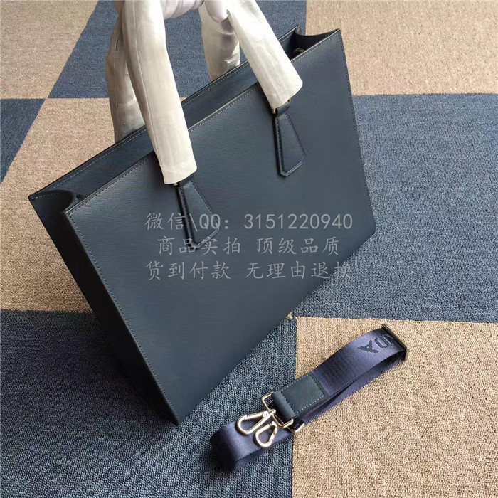 高仿prada普拉达手提包 高仿奢侈品 2VG011_2F 深蓝色十字纹公文包高仿包包