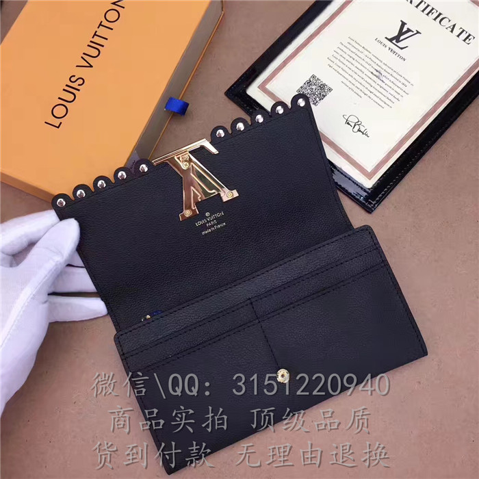 顶级高仿奢侈品LV钱包 M64104 黑色Capucines钱夹高仿包包