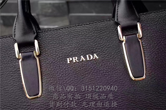 顶级精仿 Prada普拉达手提包 3166-1 黑色全皮荔枝纹男士休闲公文包