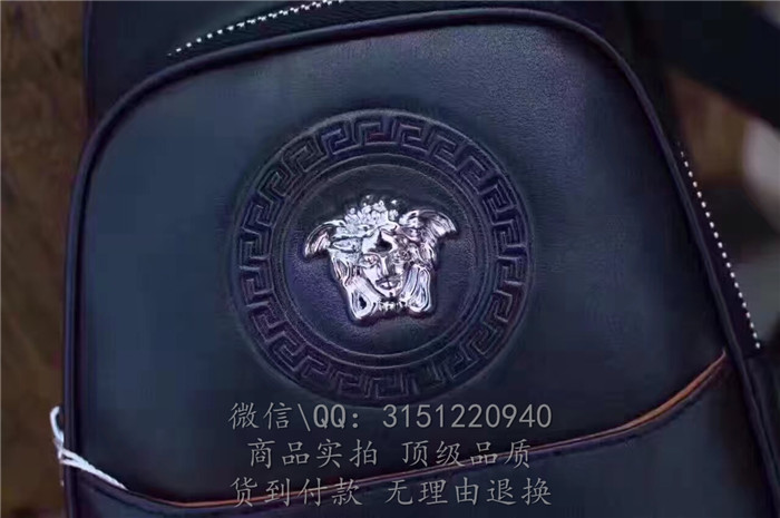 顶级精仿 Versace范思哲胸包 3066-4 黑色全皮平纹男士公文包