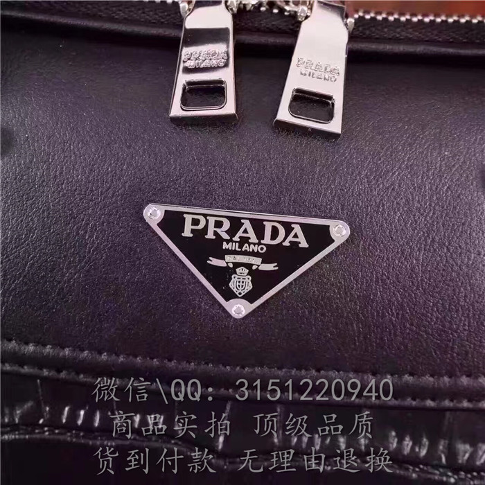 顶级精仿 Prada普拉达手提包 K41-1 黑色全皮鳄鱼纹男士公文包
