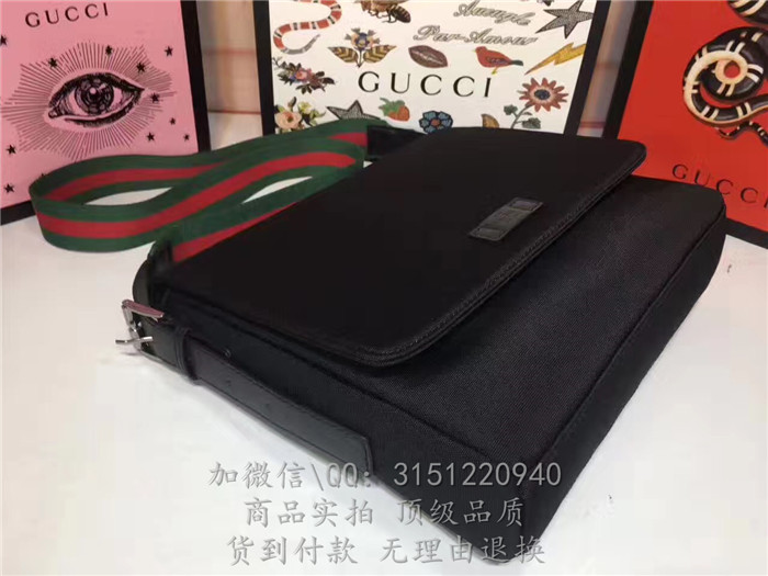 gucci古驰 337074黑色 黑色科技帆布邮差包