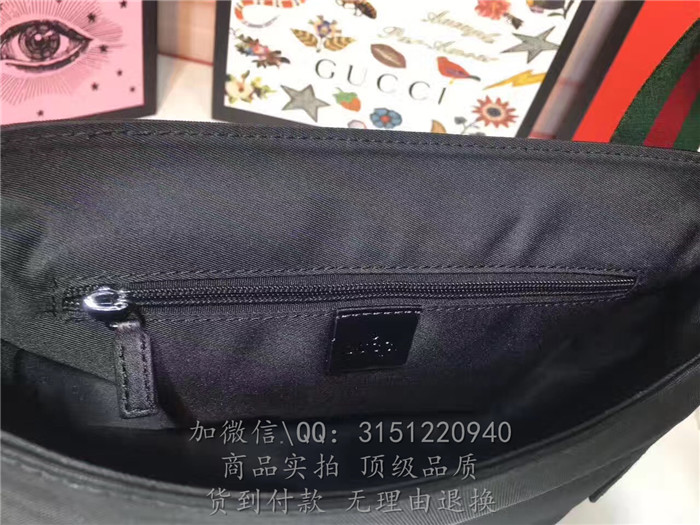 gucci古驰 337074黑色 黑色科技帆布邮差包