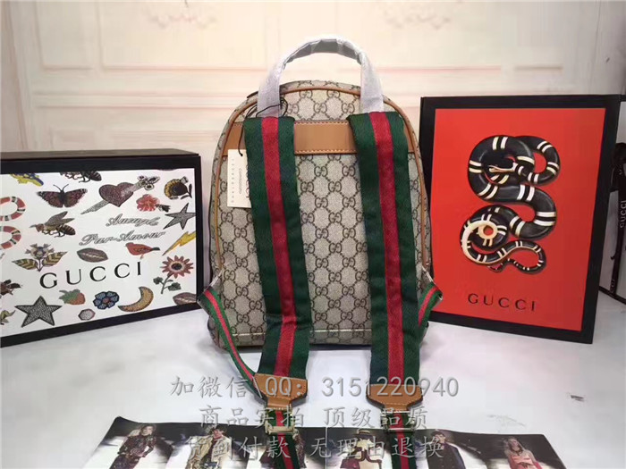 gucci古驰 427042蝴蝶刺绣 GG人造革双肩包