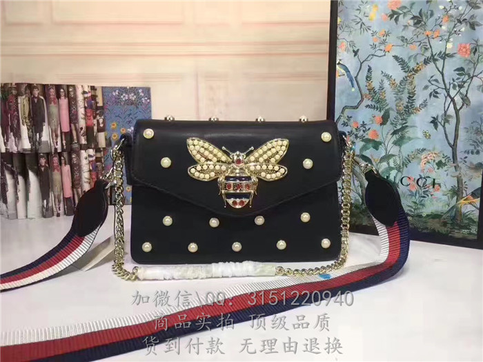 gucci古驰 453778黑色 Broadway真皮手拿包