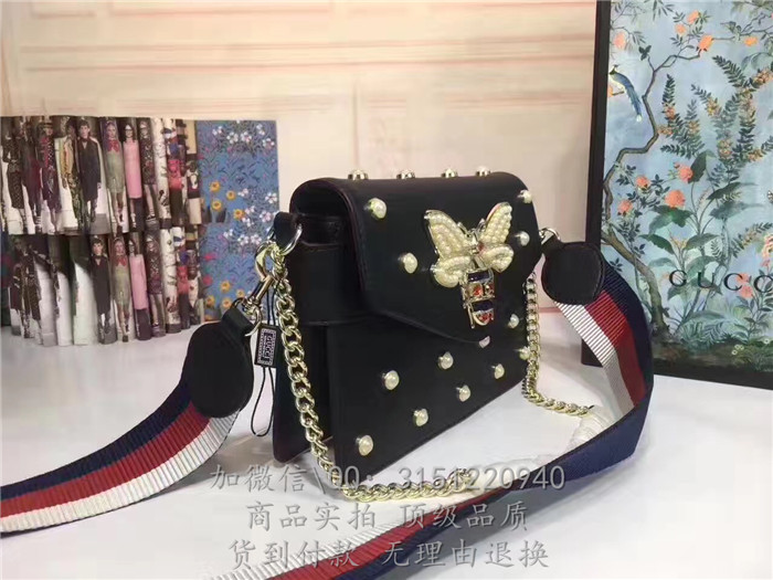 gucci古驰 453778黑色 Broadway真皮手拿包