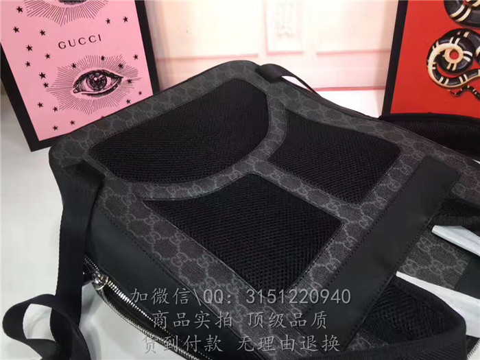 gucci古驰 478324 GGSupreme高级人造革背包，饰以气场猫的刺绣