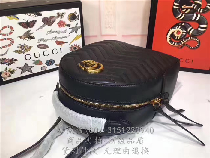 gucci古驰 476671黑色 GGMarmont绗缝真皮背包