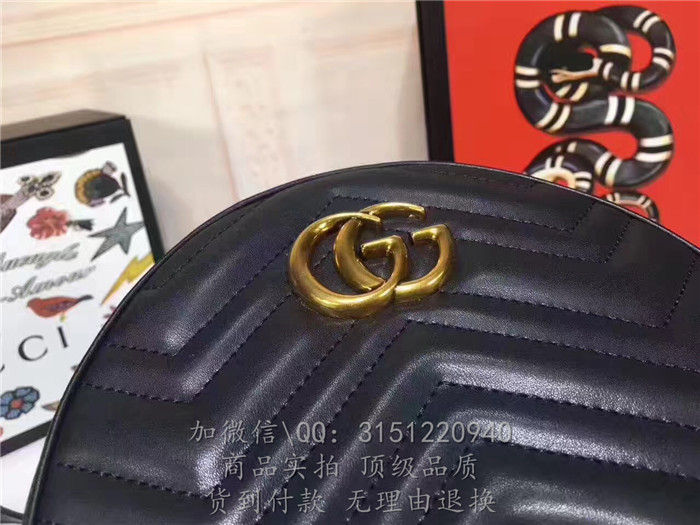 gucci古驰 476671黑色 GGMarmont绗缝真皮背包