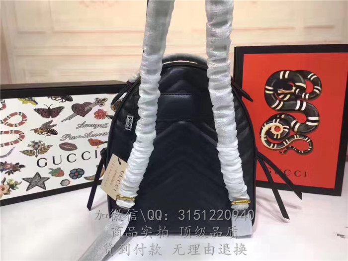 gucci古驰 476671黑色 GGMarmont绗缝真皮背包