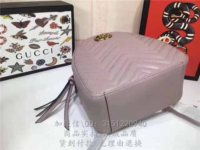 gucci古驰 476671粉灰 GGMarmont绗缝真皮背包