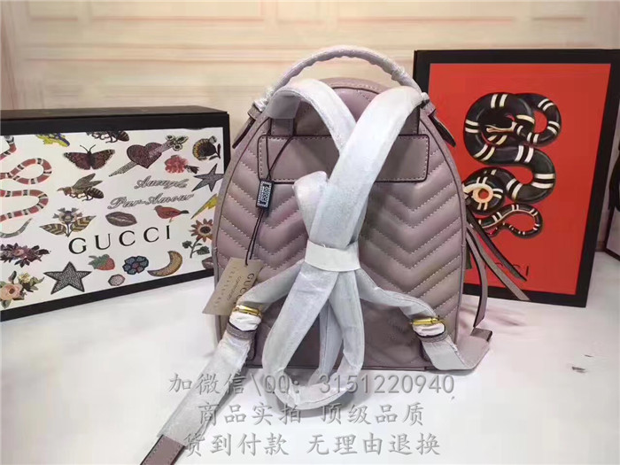 gucci古驰 476671粉灰 GGMarmont绗缝真皮背包