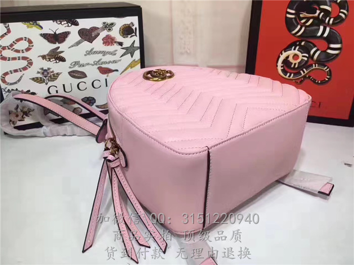 gucci古驰 476671浅粉 GGMarmont绗缝真皮背包