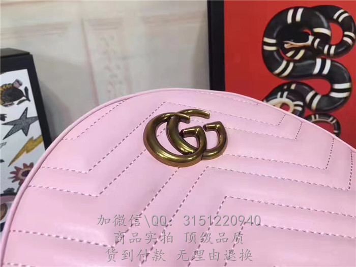 gucci古驰 476671浅粉 GGMarmont绗缝真皮背包