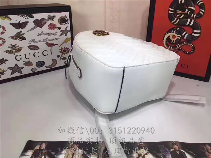 gucci古驰 476671乳白 GGMarmont绗缝真皮背包