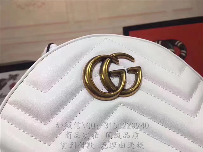 gucci古驰 476671乳白 GGMarmont绗缝真皮背包