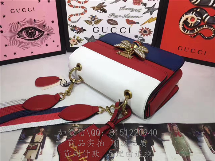 gucci古驰 476542彩色 QueenMargaret真皮手袋