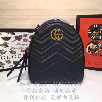 gucci古驰 476671黑色 GGMarmont绗缝真皮背包