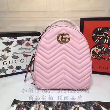 gucci古驰 476671浅粉 GGMarmont绗缝真皮背包