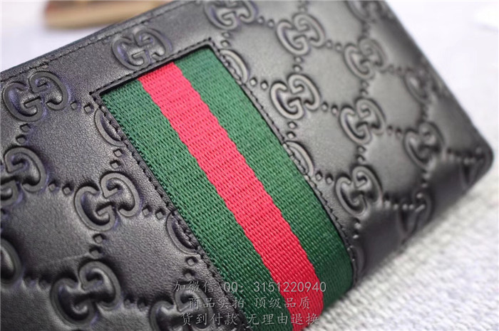 官网新款古驰gucci 408831 Gucci Signature织带全拉链式皮夹