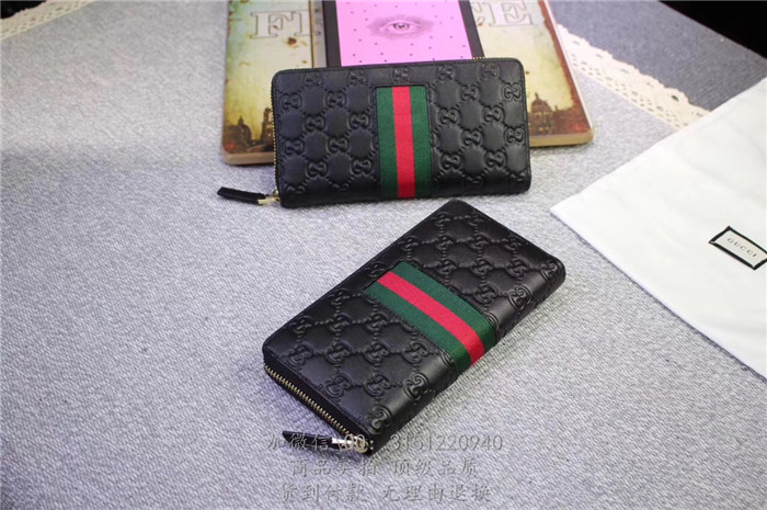 官网新款古驰gucci 408831 Gucci Signature织带全拉链式皮夹