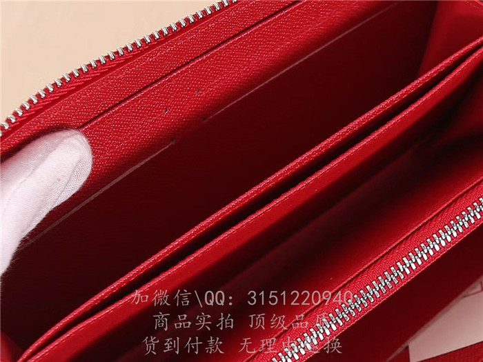新款LV路易威登 M67541红色 supreme系列ZIPPY 拉链钱夹