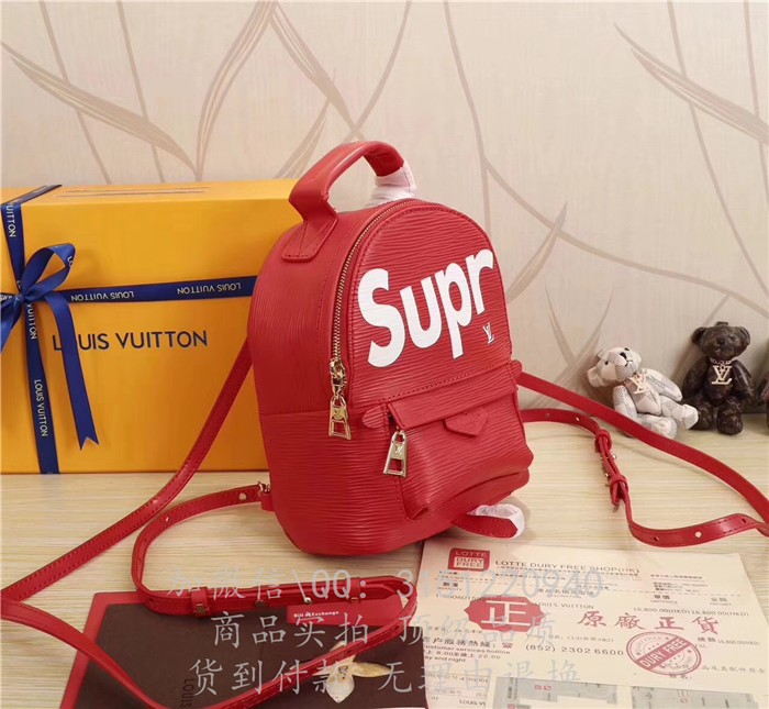 新款LV路易威登 M41562红色 supreme系列BACKPACK MINI双肩包