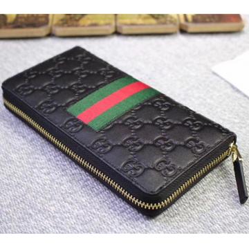 官网新款古驰gucci 408831 Gucci Signature织带全拉链式皮夹