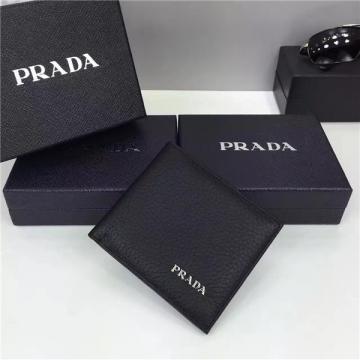 新款prada普拉达 2MO738黑色 荔枝纹牛皮铆金logo短款西装夹