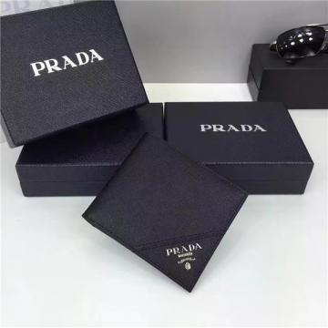 新款prada普拉达 2MO738黑色 十字纹牛皮铆金logo短款西装夹