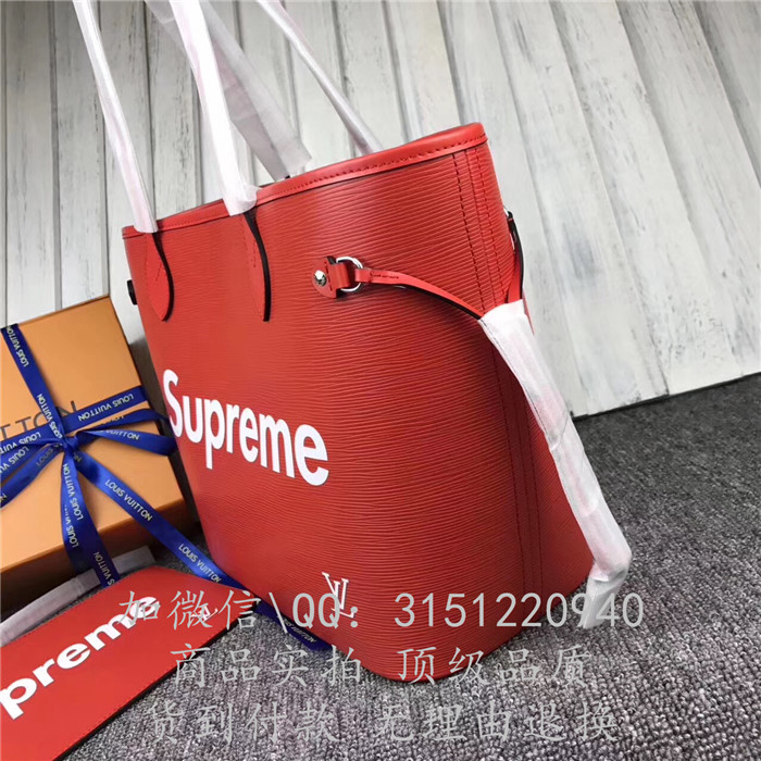 新款LV路易威登 40882红色 supreme系列NEVERFULL中号手袋