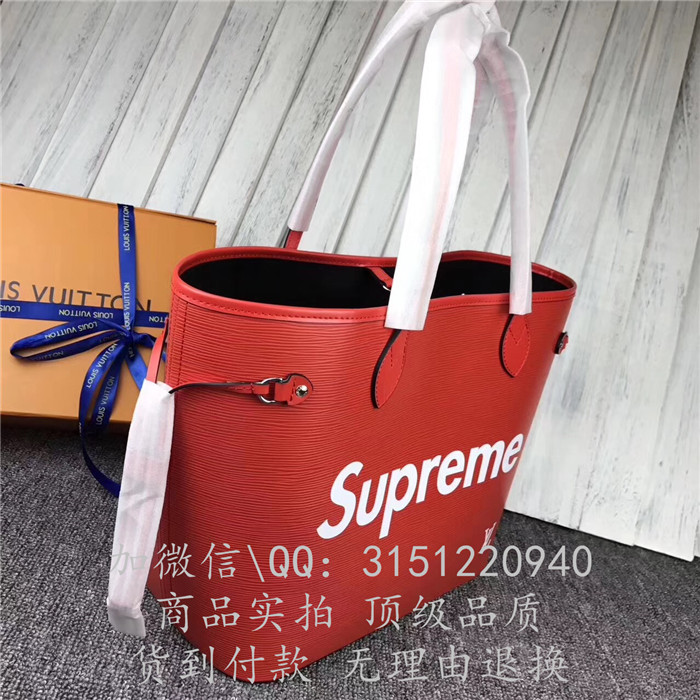 新款LV路易威登 40882红色 supreme系列NEVERFULL中号手袋