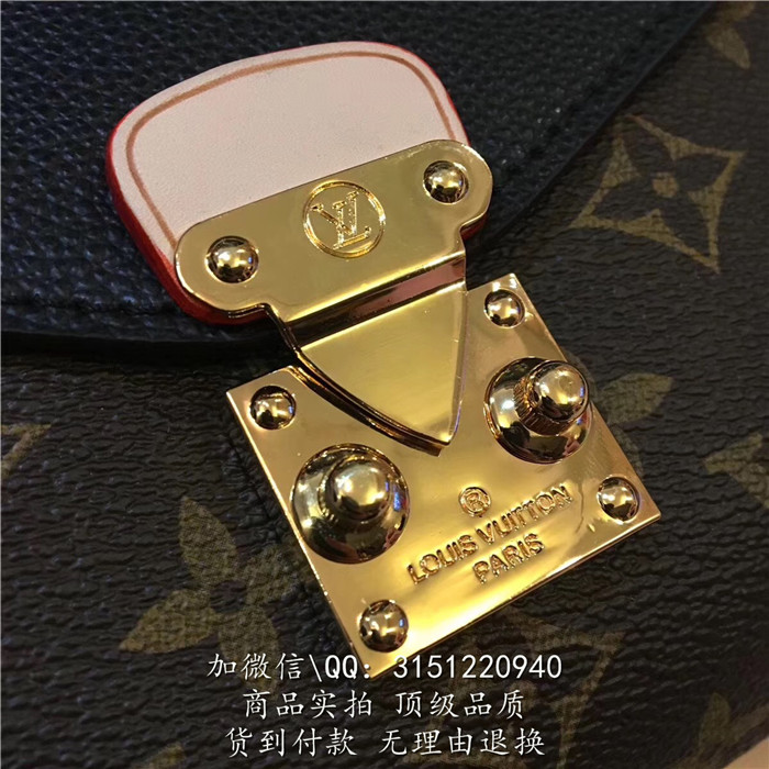 LV拼色老花翻盖链条包 M41223黑色 Pallas Chain 手袋