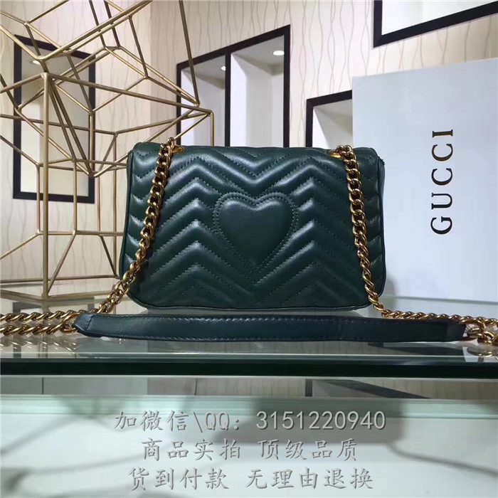 gucci链条包 443497军绿 GG Marmont系列绗缝肩背包