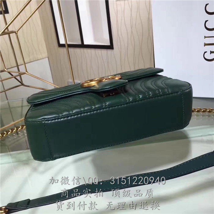 gucci链条包 443497军绿 GG Marmont系列绗缝肩背包