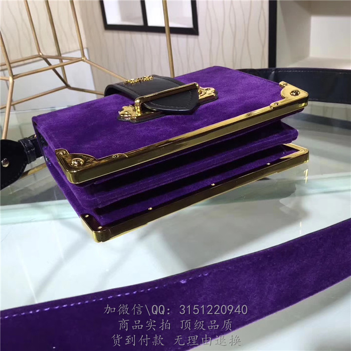 prada肩背包 0121紫色 普拉达Cahier丝绒手袋