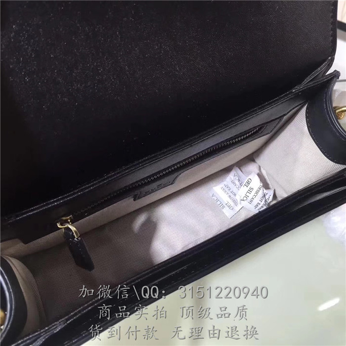 gucci链条包 6043黑色 GG白红蓝织带装饰真皮肩背包