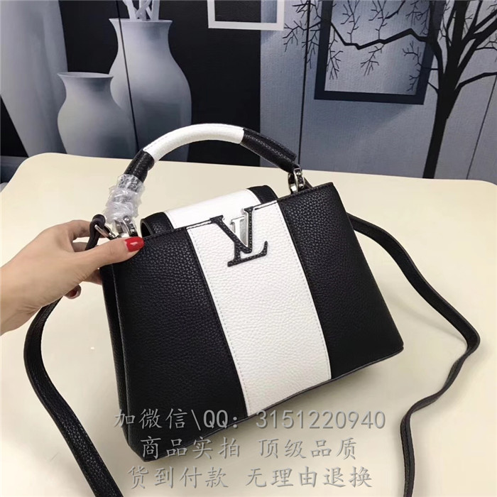 LV手提包 M94295黑白拼色 CAPUCINES拼色BB手袋