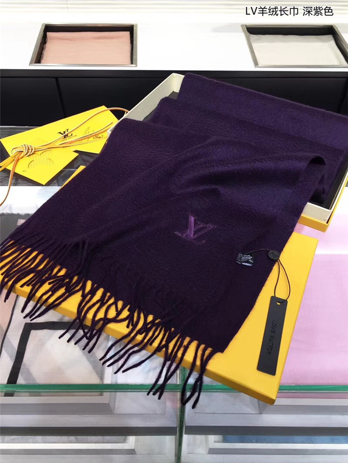 江疏影同款 深紫色LV羊绒长巾 Jhelam 围巾