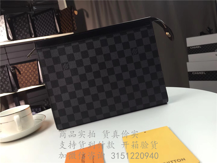 LV黑格大号手包 N41696 Pochette Voyage 中号手袋