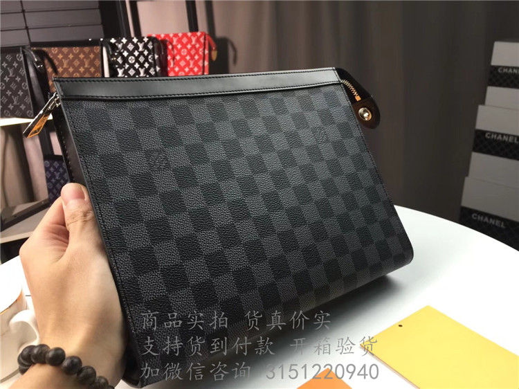 LV黑格大号手包 N41696 Pochette Voyage 中号手袋