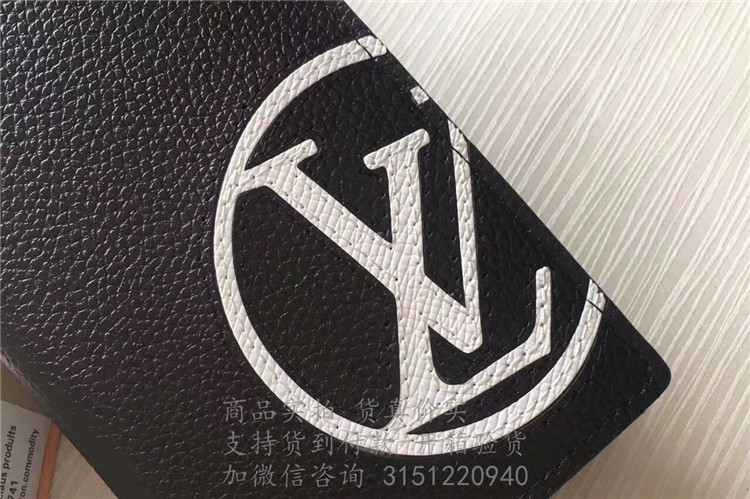 LV黑色荔枝纹长款西装夹 M67741 Brazza 钱夹