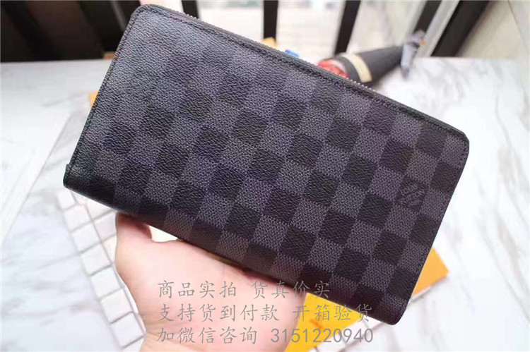 LV经典黑格大号拉链钱包 N63077 Zippy Organizer 拉链钱夹